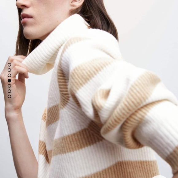 Mango White and Tan Striped Sweater size large - Picture 4 of 6